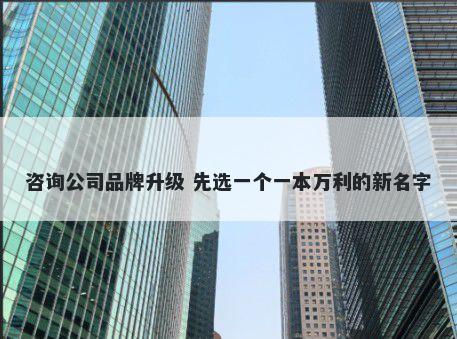 咨询公司品牌升级 先选一个一本万利的新名字