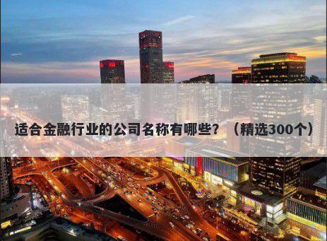 适合金融行业的公司名称有哪些？（精选300个）