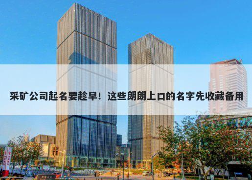 采矿公司起名要趁早！这些朗朗上口的名字先收藏备用