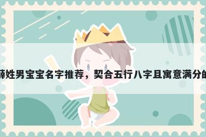 薛姓男宝宝名字推荐，契合五行八字且寓意满分的