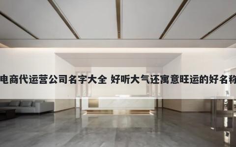 电商代运营公司名字大全 好听大气还寓意旺运的好名称