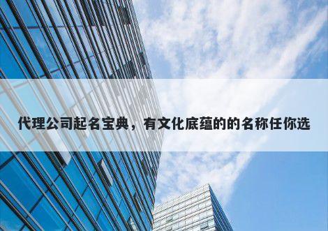 代理公司起名宝典，有文化底蕴的的名称任你选