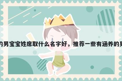 刚出生的男宝宝姓席取什么名字好，推荐一些有涵养的男孩名字