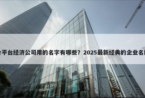 适合平台经济公司用的名字有哪些？2025最新经典的企业名解析