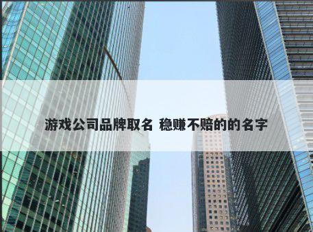 游戏公司品牌取名 稳赚不赔的的名字