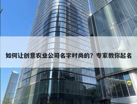 如何让创意农业公司名字时尚的？专家教你起名