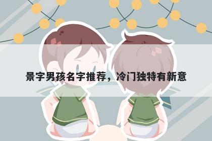 景字男孩名字推荐，冷门独特有新意