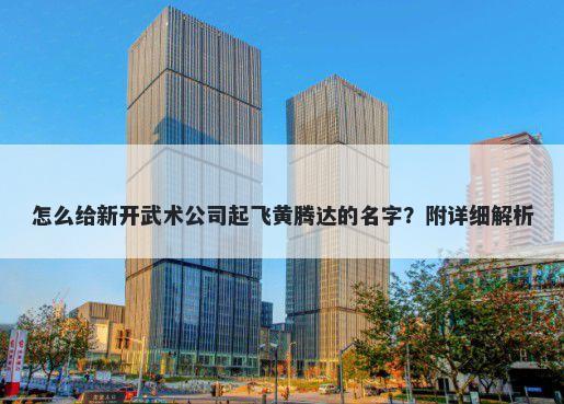 怎么给新开武术公司起飞黄腾达的名字？附详细解析