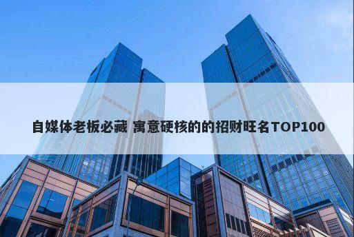 自媒体老板必藏 寓意硬核的的招财旺名TOP100