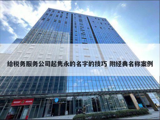 给税务服务公司起隽永的名字的技巧 附经典名称案例