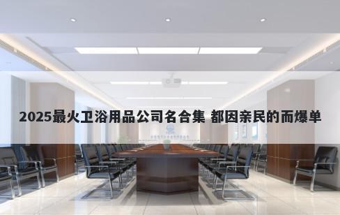 2025最火卫浴用品公司名合集 都因亲民的而爆单