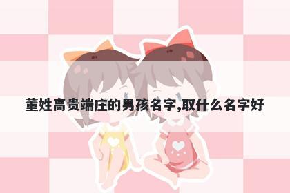 董姓高贵端庄的男孩名字,取什么名字好