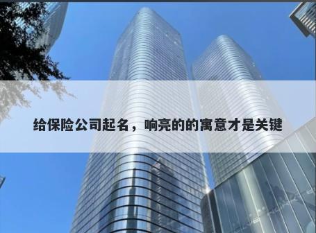 给保险公司起名，响亮的的寓意才是关键