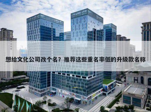 想给文化公司改个名？推荐这些重名率低的升级款名称