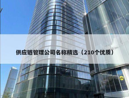 供应链管理公司名称精选（210个优质）