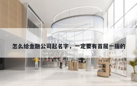 怎么给金融公司起名字，一定要有首屈一指的