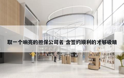 取一个响亮的担保公司名 含签约顺利的才够吸睛
