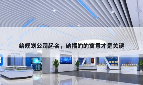 给规划公司起名，纳福的的寓意才是关键