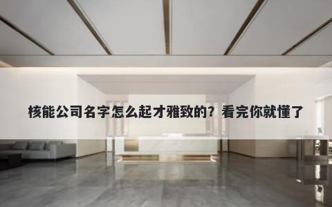 核能公司名字怎么起才雅致的？看完你就懂了