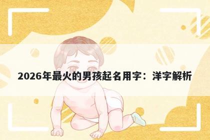 2026年最火的男孩起名用字：洋字解析