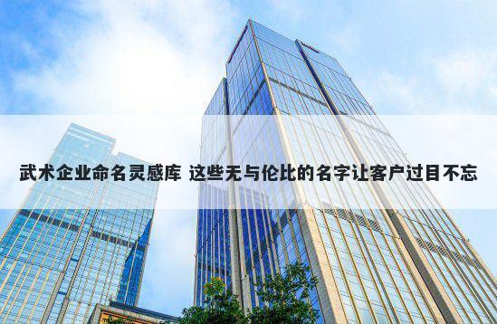 武术企业命名灵感库 这些无与伦比的名字让客户过目不忘