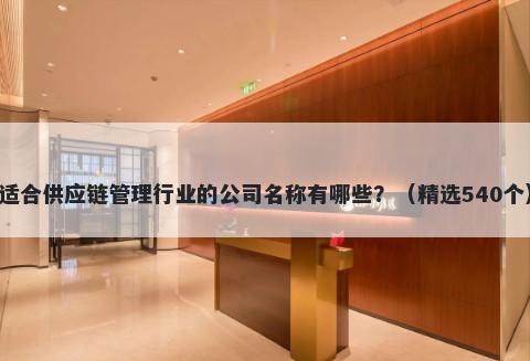 适合供应链管理行业的公司名称有哪些？（精选540个）