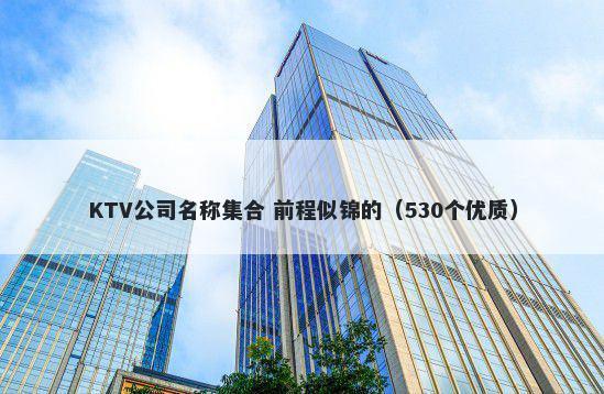 KTV公司名称集合 前程似锦的（530个优质）