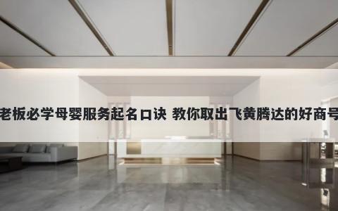 老板必学母婴服务起名口诀 教你取出飞黄腾达的好商号