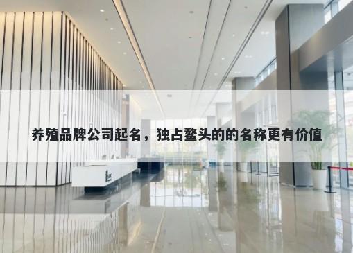 养殖品牌公司起名，独占鳌头的的名称更有价值