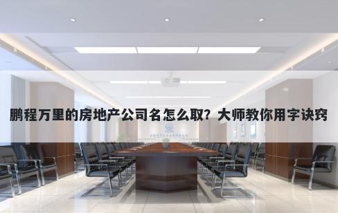鹏程万里的房地产公司名怎么取？大师教你用字诀窍