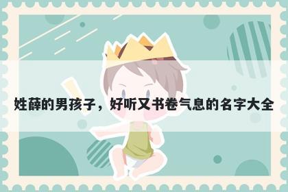 姓薛的男孩子，好听又书卷气息的名字大全