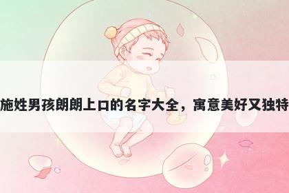 施姓男孩朗朗上口的名字大全，寓意美好又独特