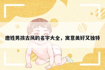 唐姓男孩古风的名字大全，寓意美好又独特