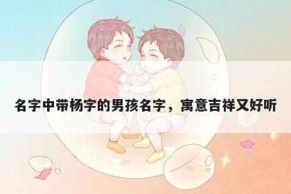 名字中带杨字的男孩名字，寓意吉祥又好听