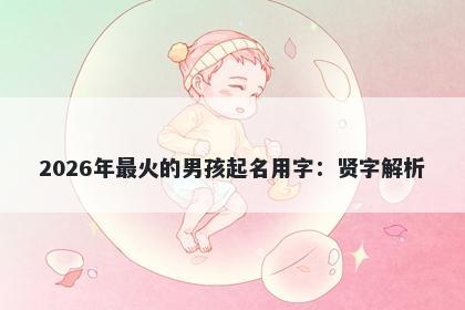 2026年最火的男孩起名用字：贤字解析