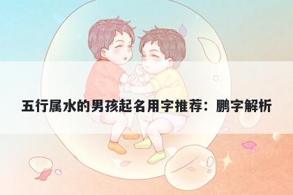 五行属水的男孩起名用字推荐：鹏字解析
