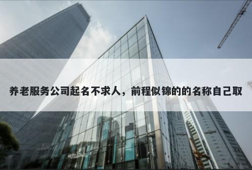 养老服务公司起名不求人，前程似锦的的名称自己取