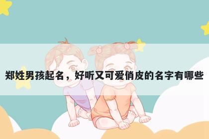 郑姓男孩起名，好听又可爱俏皮的名字有哪些