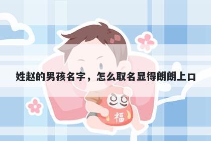 姓赵的男孩名字，怎么取名显得朗朗上口