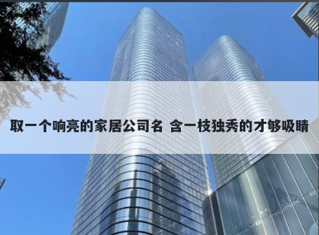 取一个响亮的家居公司名 含一枝独秀的才够吸睛