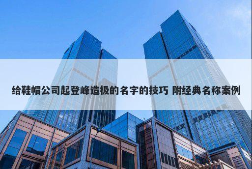 给鞋帽公司起登峰造极的名字的技巧 附经典名称案例