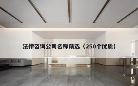 法律咨询公司名称精选（250个优质）