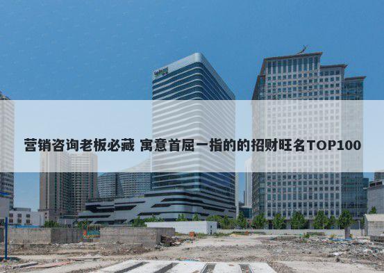 营销咨询老板必藏 寓意首屈一指的的招财旺名TOP100