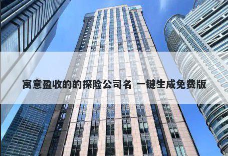 寓意盈收的的探险公司名 一键生成免费版