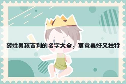 薛姓男孩吉利的名字大全，寓意美好又独特