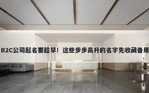 B2C公司起名要趁早！这些步步高升的名字先收藏备用