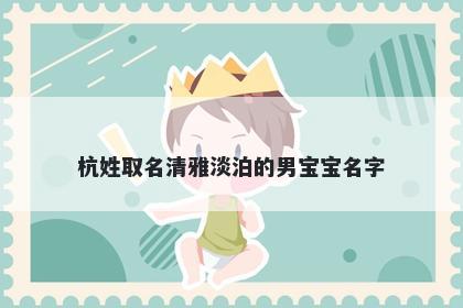 杭姓取名清雅淡泊的男宝宝名字