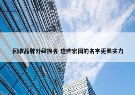 回收品牌升级换名 这些宏图的名字更显实力