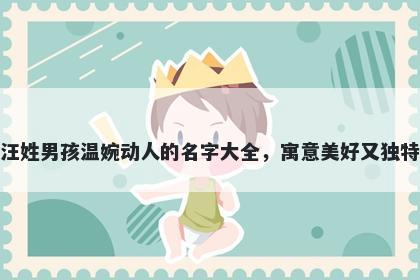 汪姓男孩温婉动人的名字大全，寓意美好又独特