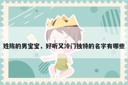 姓陈的男宝宝，好听又冷门独特的名字有哪些